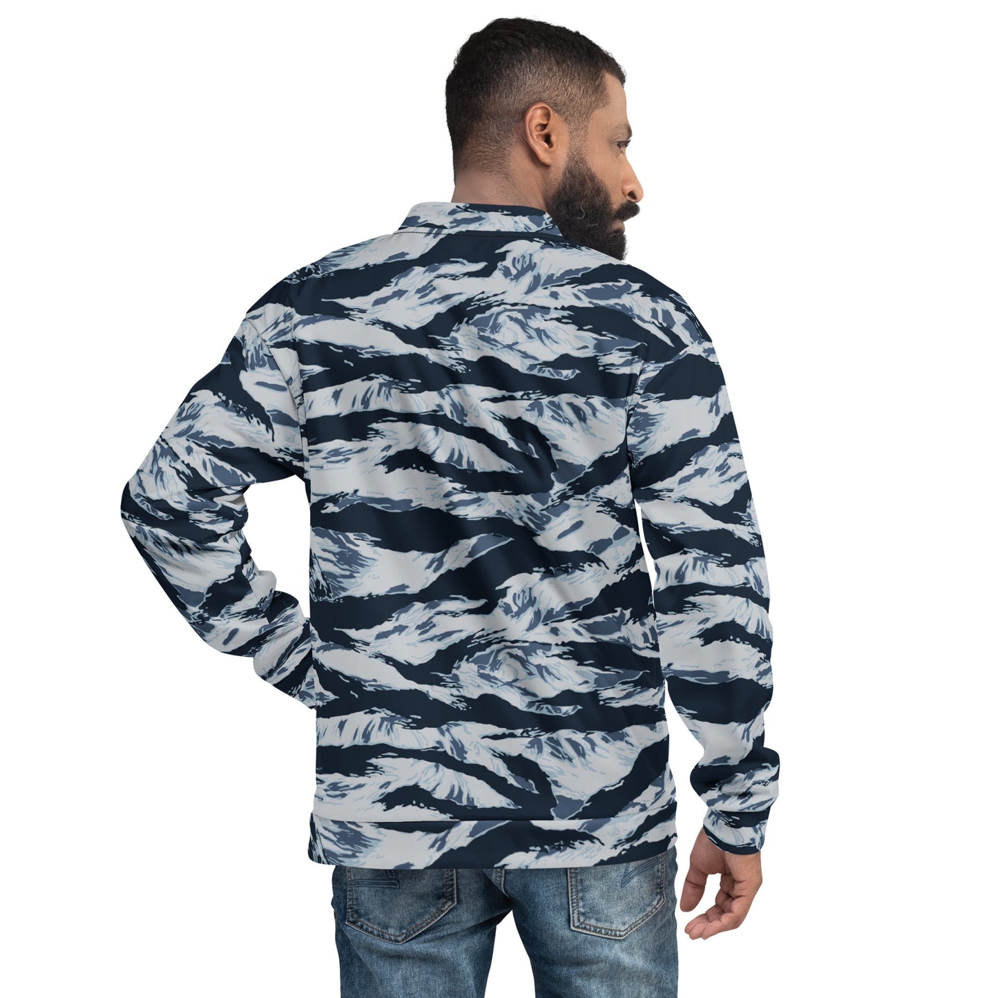 American Tiger Stripe Blue Frost CAMO Unisex Bomber Jacket - Jackets