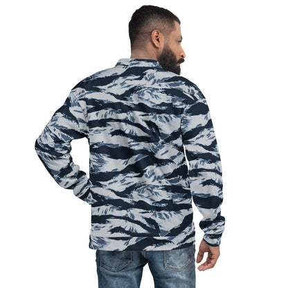 American Tiger Stripe Blue Frost CAMO Unisex Bomber Jacket - Jackets
