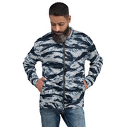 Tiger Stripe Blue Frost CAMO Unisex Bomber Jacket - XS