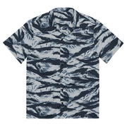 Tiger Stripe Blue Frost CAMO Unisex Short-Sleeve Button Shirt - 2XS - Button-Up