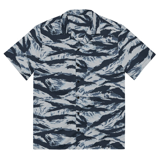 American Tiger Stripe Blue Frost CAMO Unisex button shirt - 2XS - Button Shirts