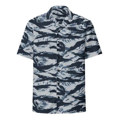 American Tiger Stripe Blue Frost CAMO Unisex button shirt - Button Shirts