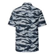 Tiger Stripe Blue Frost CAMO Unisex Short-Sleeve Button Shirt - Button-Up