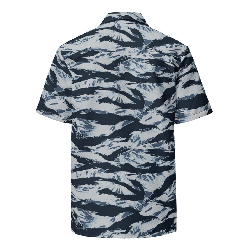 Tiger Stripe Blue Frost CAMO Unisex Short-Sleeve Button Shirt - Button-Up