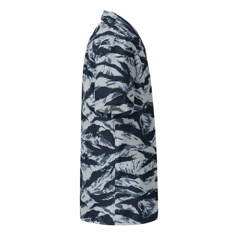 Tiger Stripe Blue Frost CAMO Unisex Short-Sleeve Button Shirt - Button-Up