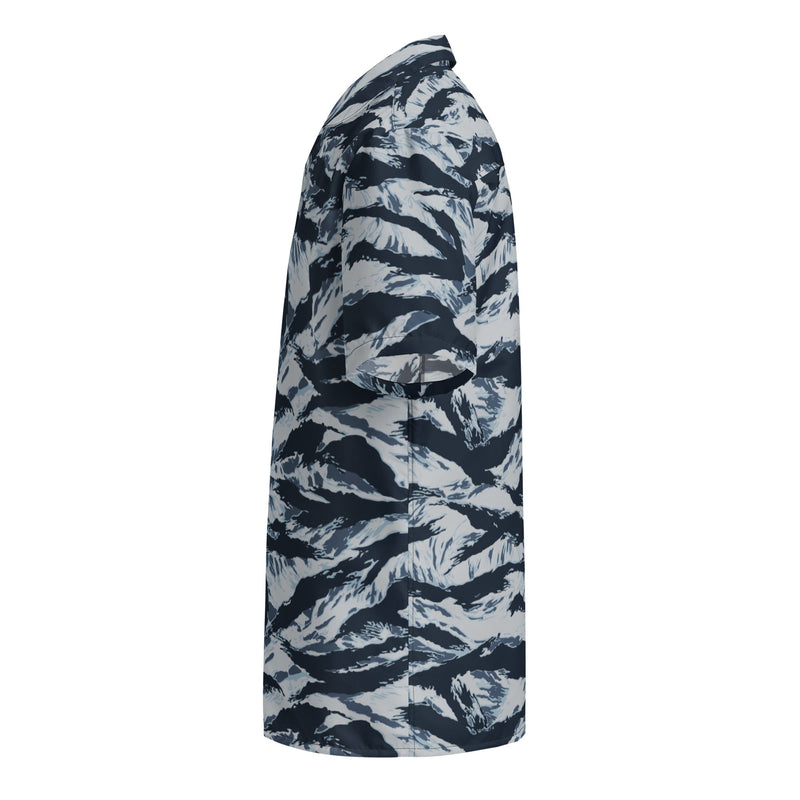 Tiger Stripe Blue Frost CAMO Unisex Short-Sleeve Button Shirt - Button-Up