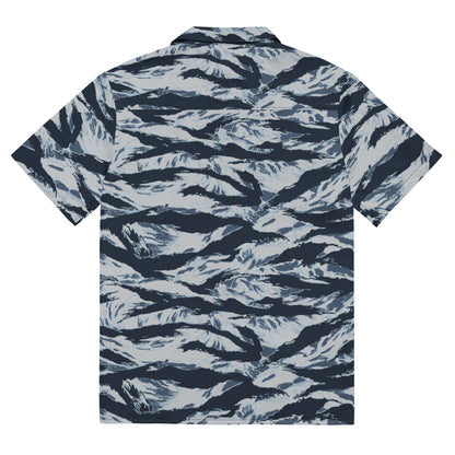 American Tiger Stripe Blue Frost CAMO Unisex button shirt - Button Shirts