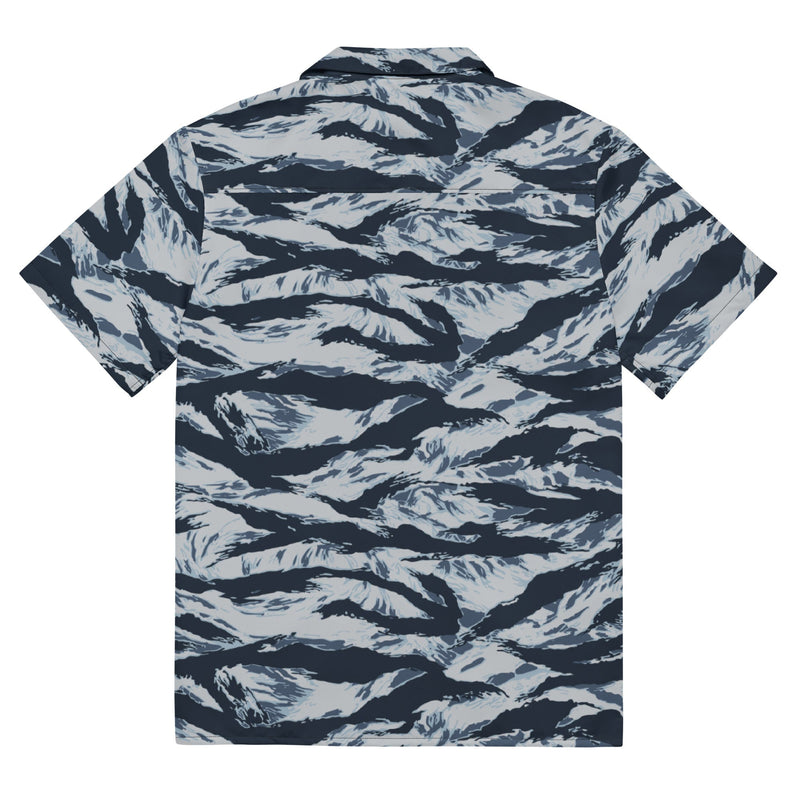 Tiger Stripe Blue Frost CAMO Unisex Short-Sleeve Button Shirt - Button-Up