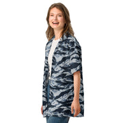 Tiger Stripe Blue Frost CAMO Unisex Short-Sleeve Button Shirt - Button-Up