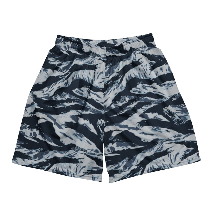 Tiger Stripe Blue Frost CAMO Unisex Mesh Shorts - 2XS