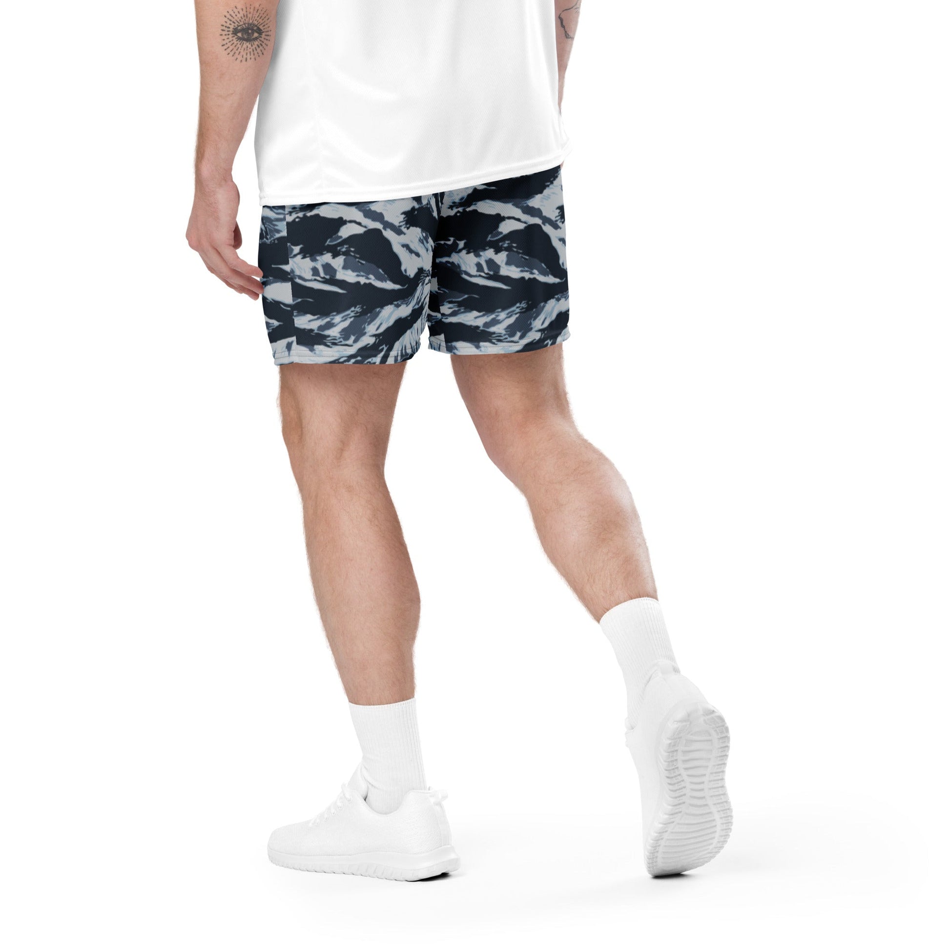 American Tiger Stripe Blue Frost CAMO Unisex Mesh Shorts