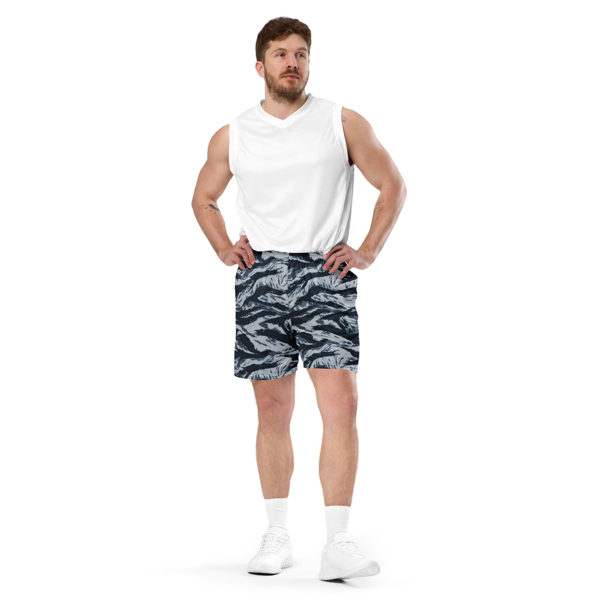 American Tiger Stripe Blue Frost CAMO Unisex Mesh Shorts