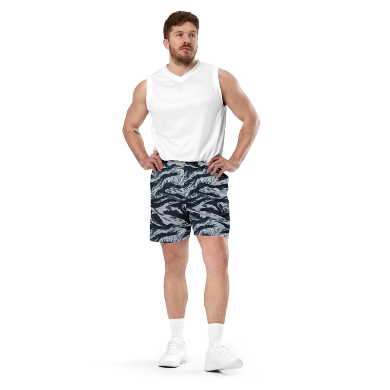 Tiger Stripe Blue Frost CAMO Unisex Mesh Shorts