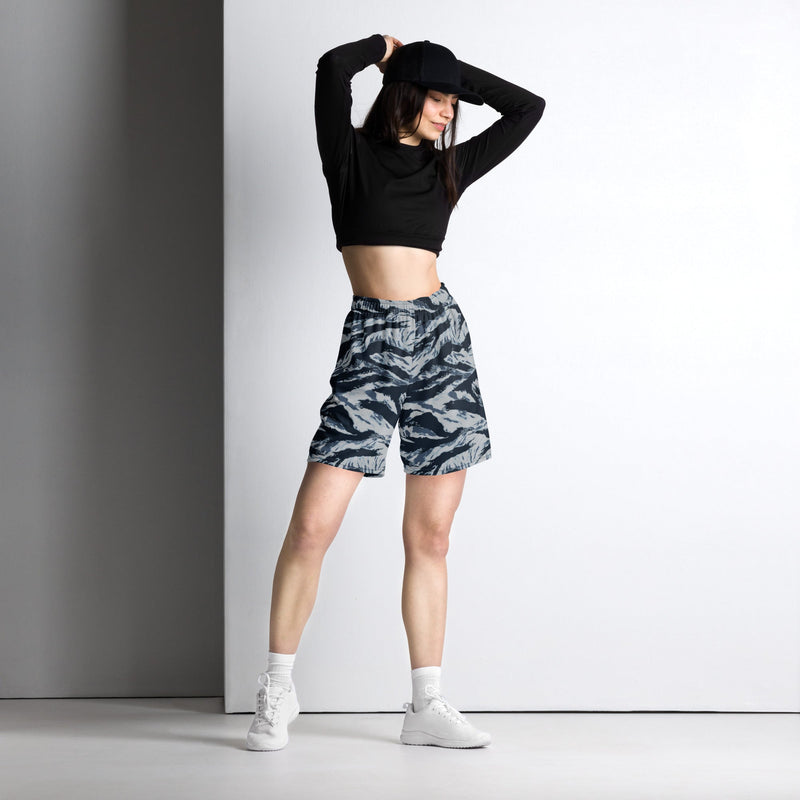 Tiger Stripe Blue Frost CAMO Unisex Mesh Shorts
