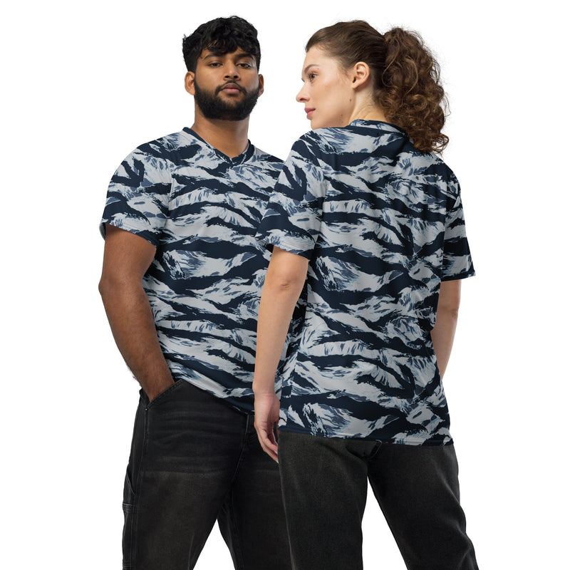 Tiger Stripe Blue Frost CAMO Unisex Sports Jersey - 2XS