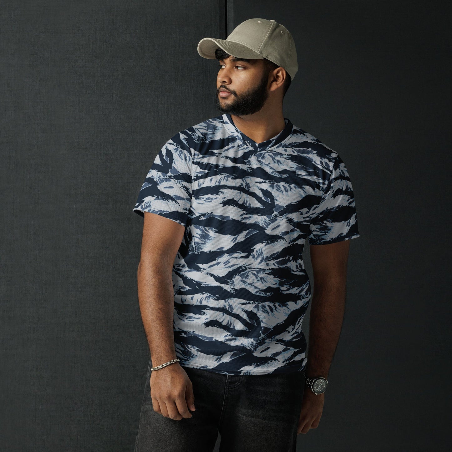 American Tiger Stripe Blue Frost CAMO unisex sports jersey - Sports Jerseys