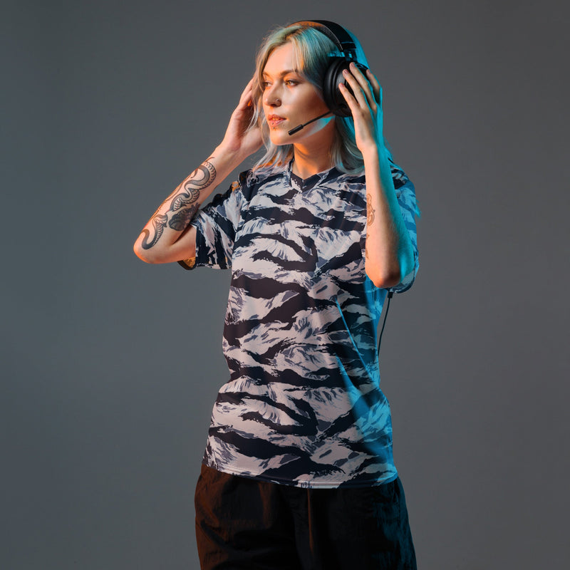 Tiger Stripe Blue Frost CAMO Unisex Sports Jersey