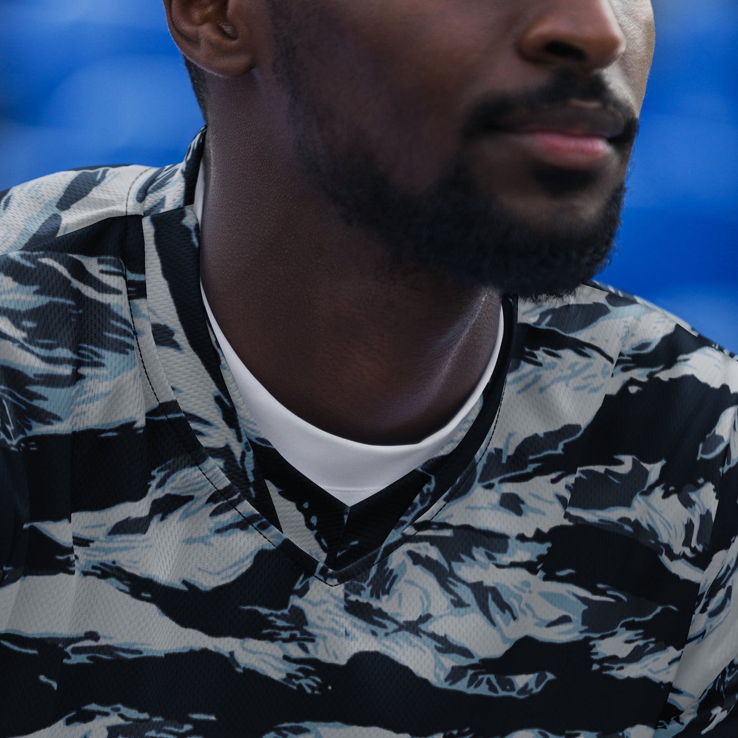 American Tiger Stripe Blue Frost CAMO unisex sports jersey - Sports Jerseys