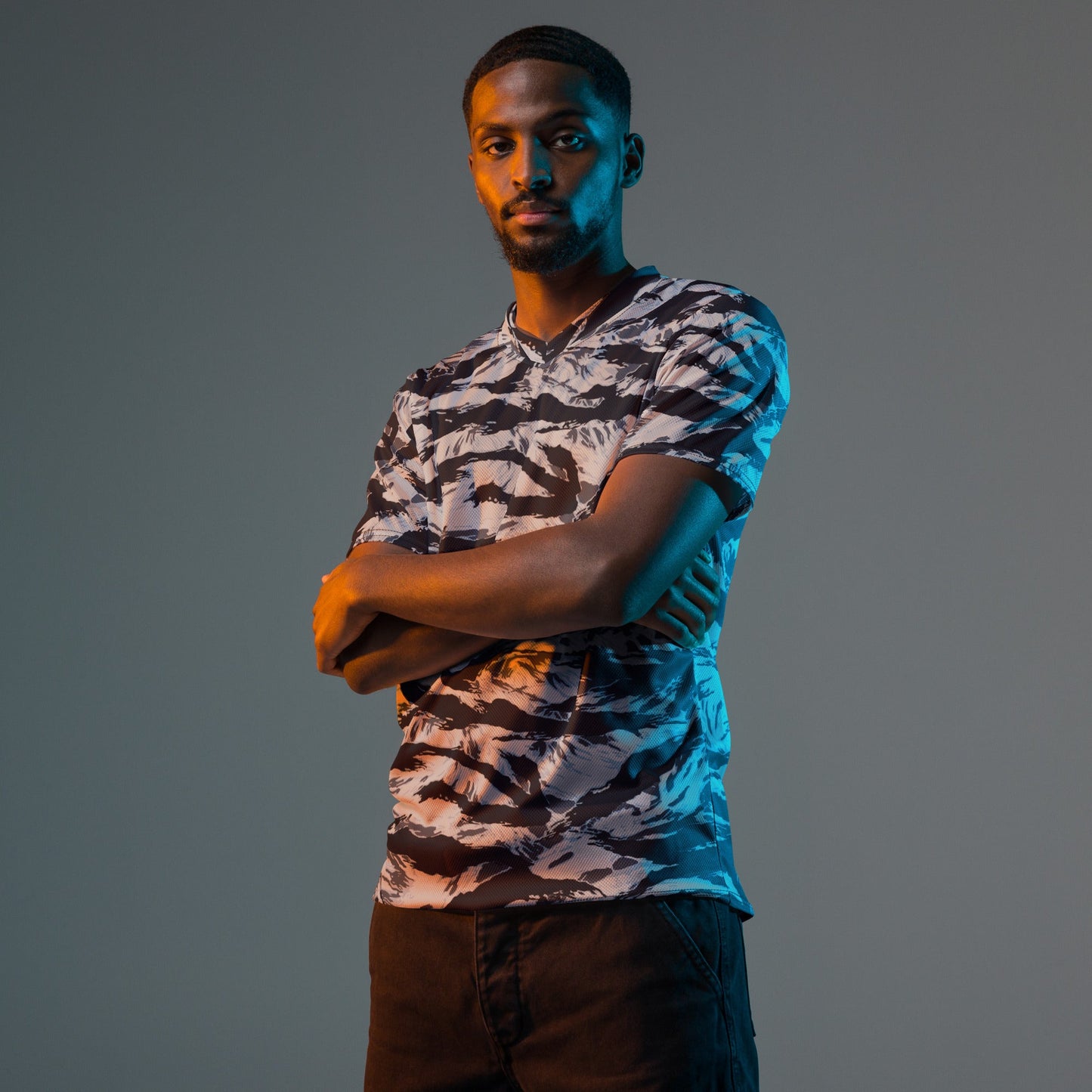 American Tiger Stripe Blue Frost CAMO unisex sports jersey - Sports Jerseys