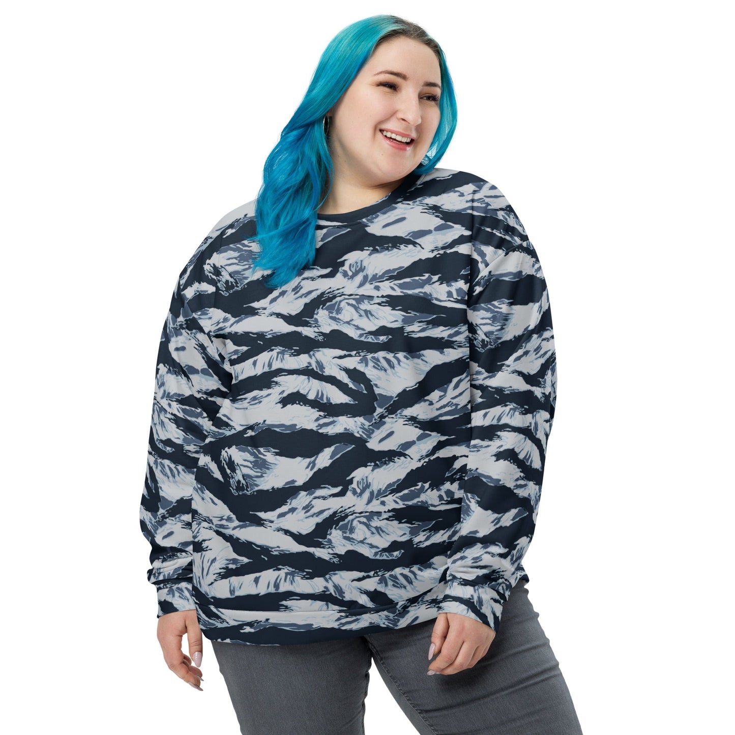 American Tiger Stripe Blue Frost CAMO Unisex Sweatshirt - Sweatshirts