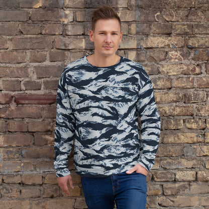 American Tiger Stripe Blue Frost CAMO Unisex Sweatshirt - XS - Sweatshirts