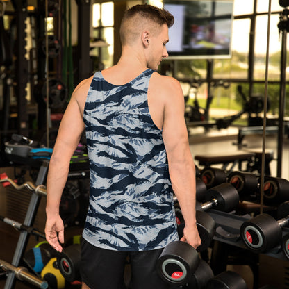 American Tiger Stripe Blue Frost CAMO Unisex Tank Top - Tops