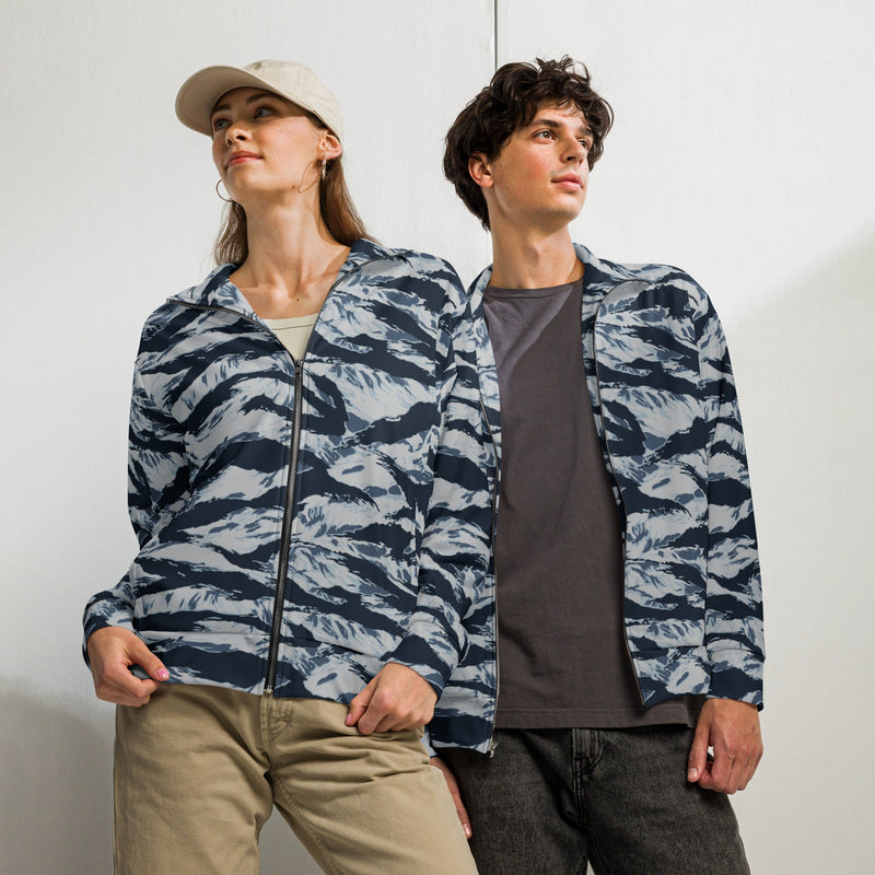 Tiger Stripe Blue Frost CAMO Unisex Track Jacket - 2XS