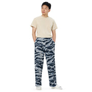 Tiger Stripe Blue Frost CAMO Unisex Wide-Leg Leisure Pants - Pant