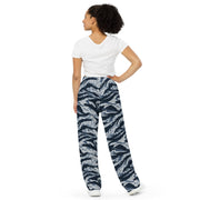 Tiger Stripe Blue Frost CAMO Unisex Wide-Leg Leisure Pants - Pant