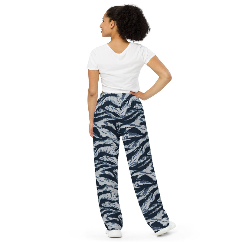 Tiger Stripe Blue Frost CAMO Unisex Wide-Leg Leisure Pants - Pant