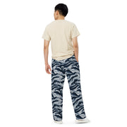 Tiger Stripe Blue Frost CAMO Unisex Wide-Leg Leisure Pants - Pant