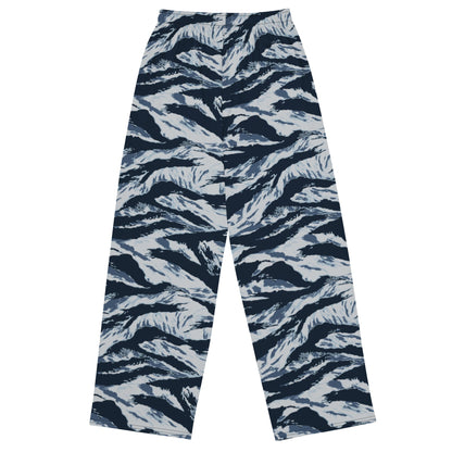 American Tiger Stripe Blue Frost CAMO unisex wide-leg pants - Wide-leg Pants
