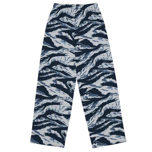 American Tiger Stripe Blue Frost CAMO unisex wide-leg pants - Wide-leg Pants