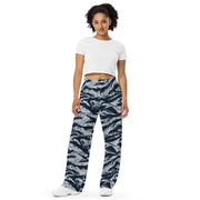 Tiger Stripe Blue Frost CAMO Unisex Wide-Leg Leisure Pants - Pant