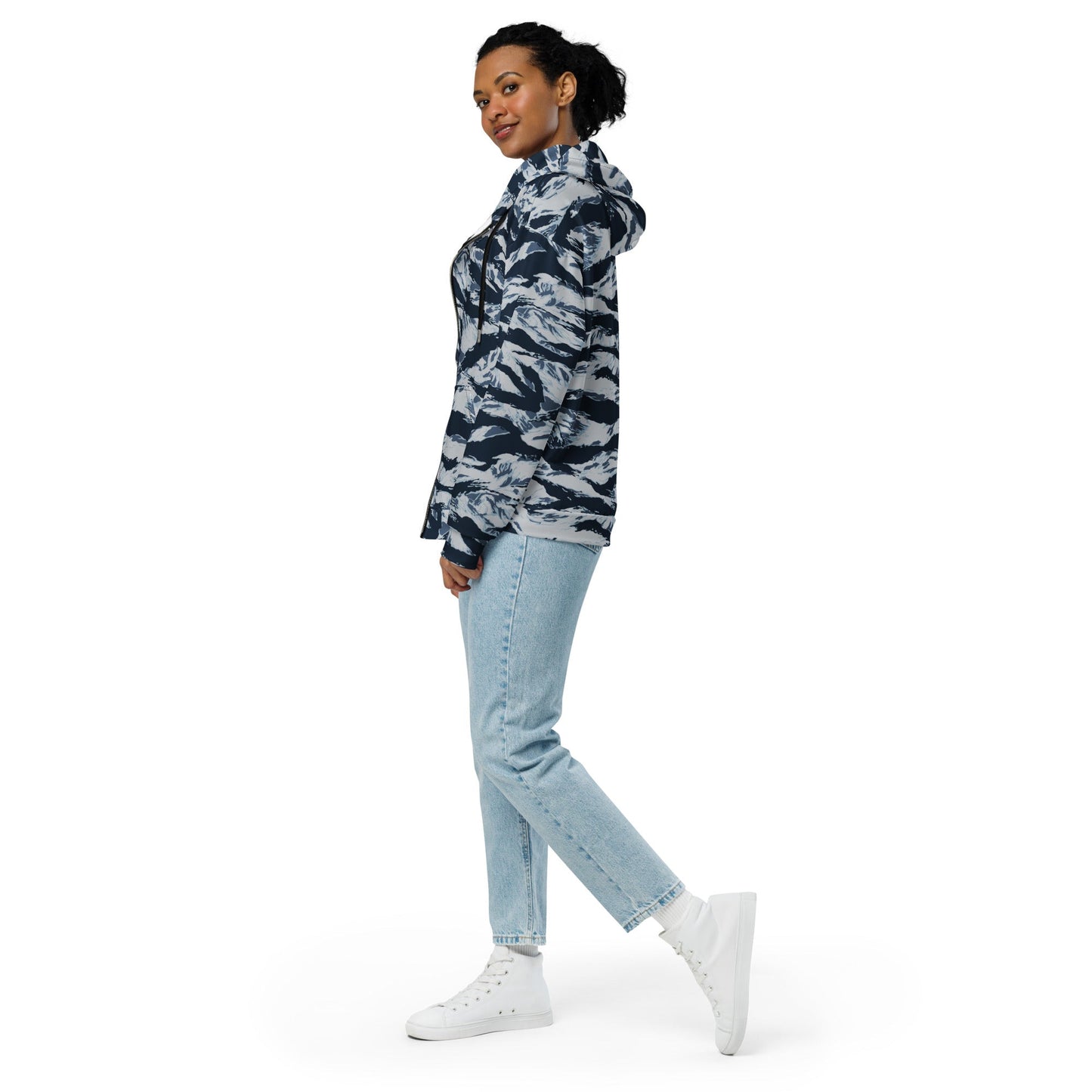 American Tiger Stripe Blue Frost CAMO Unisex zip hoodie - Zip Hoodies
