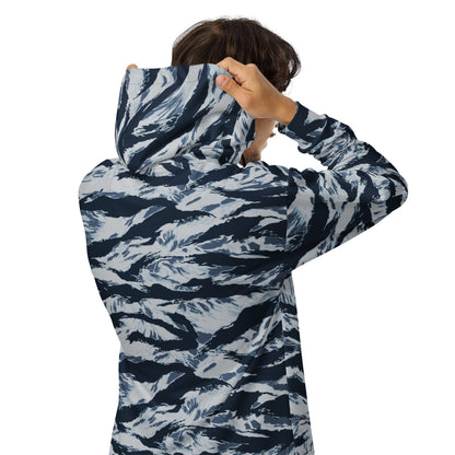 American Tiger Stripe Blue Frost CAMO Unisex zip hoodie - Zip Hoodies