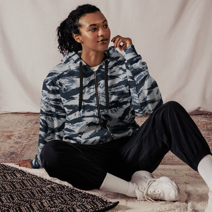 American Tiger Stripe Blue Frost CAMO Unisex zip hoodie - Zip Hoodies