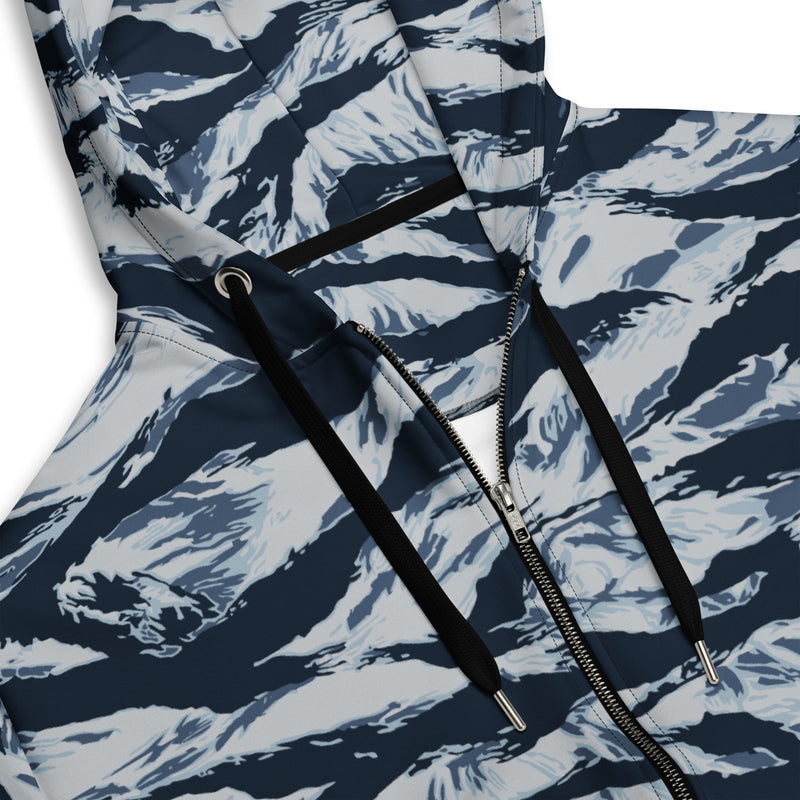 Tiger Stripe Blue Frost CAMO Unisex Zip Hoodie