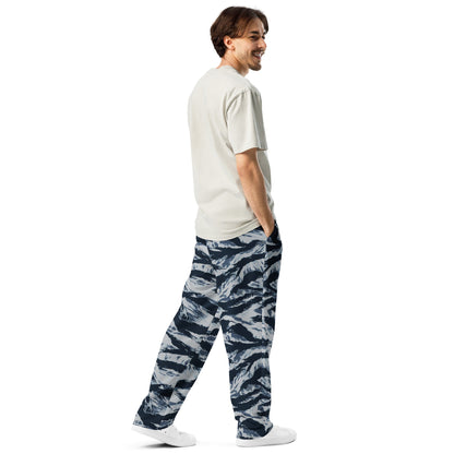American Tiger Stripe Blue Frost CAMO Unisex Wide-Leg Joggers