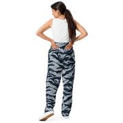 Tiger Stripe Blue Frost CAMO Unisex Wide-Leg Joggers