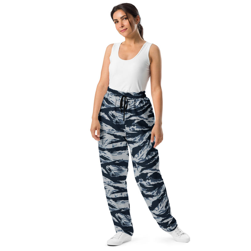 Tiger Stripe Blue Frost CAMO Unisex Wide-Leg Joggers