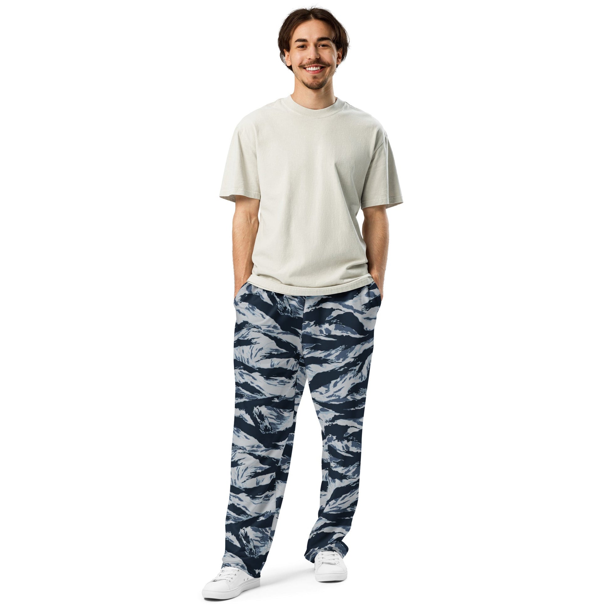 American Tiger Stripe Blue Frost CAMO Unisex Wide-Leg Joggers