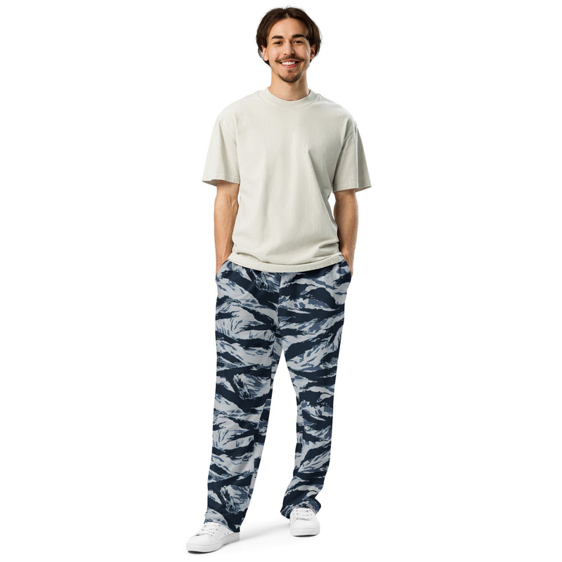 Tiger Stripe Blue Frost CAMO Unisex Wide-Leg Joggers