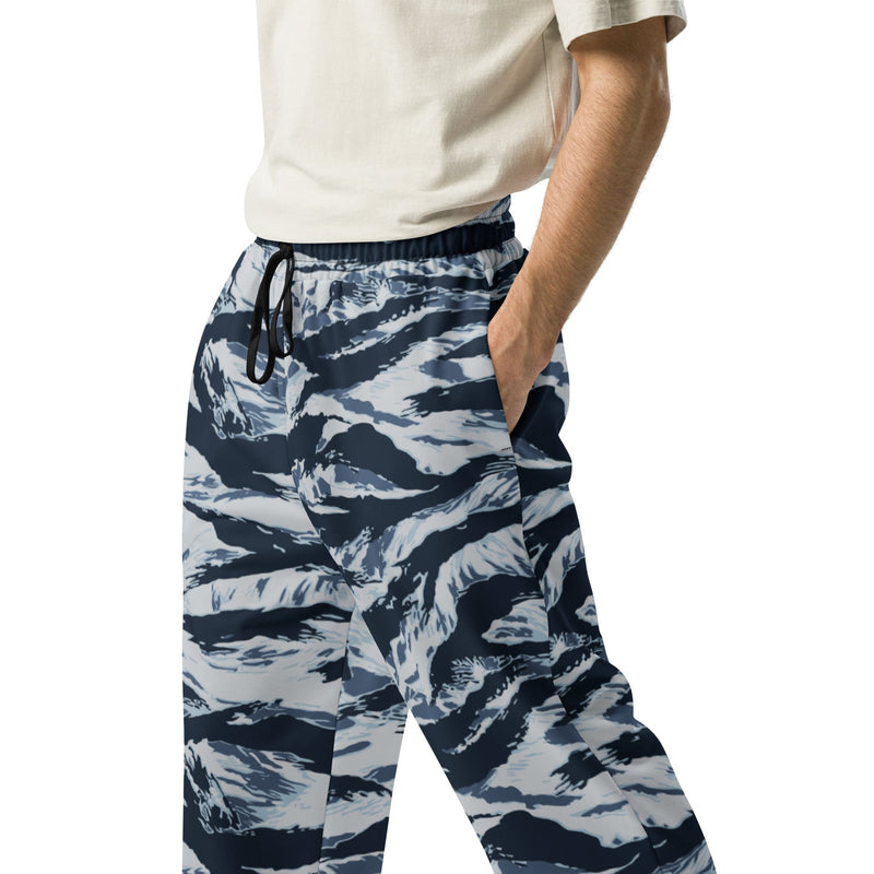 Tiger Stripe Blue Frost CAMO Unisex Wide-Leg Joggers
