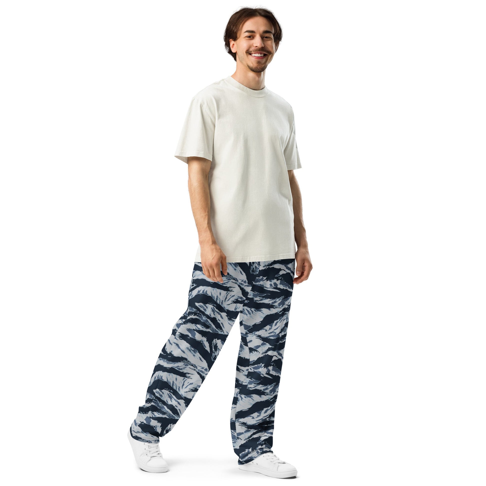 American Tiger Stripe Blue Frost CAMO Unisex Wide-Leg Joggers