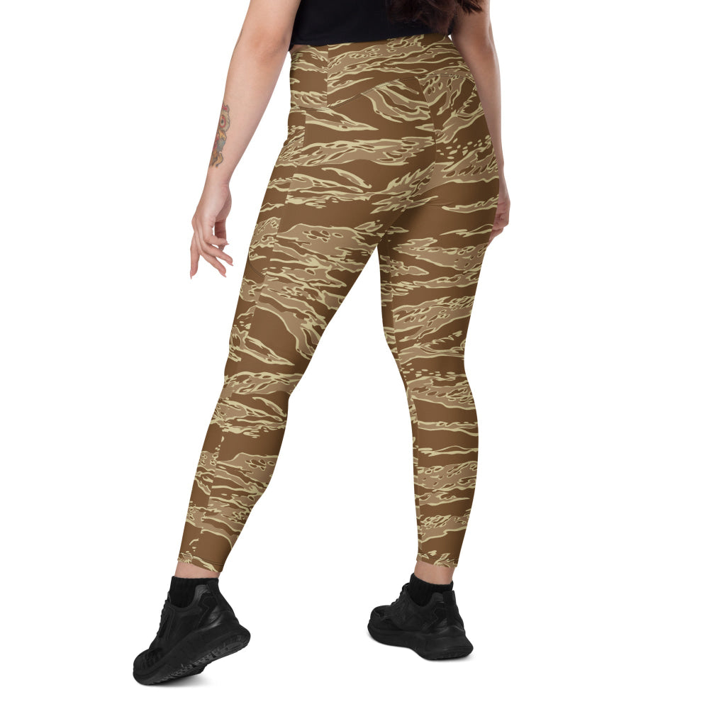 American Tiger Stripe Desert CAMO Leggings with pockets - Womens With Pockets