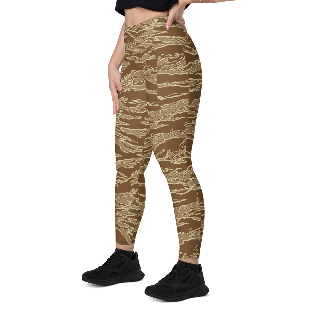 American Tiger Stripe Desert CAMO Leggings with pockets - Womens With Pockets