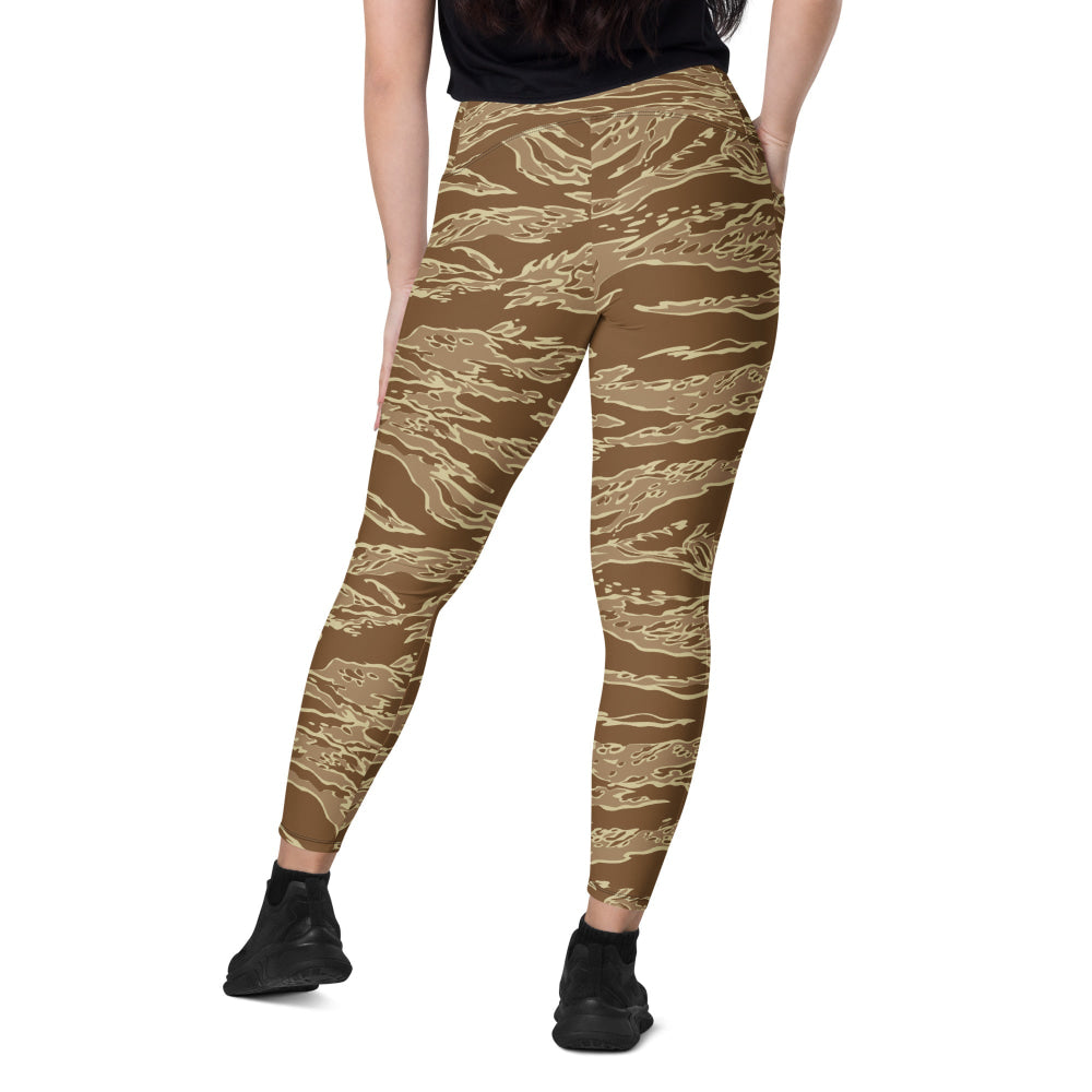 American Tiger Stripe Desert CAMO Leggings with pockets - Womens With Pockets