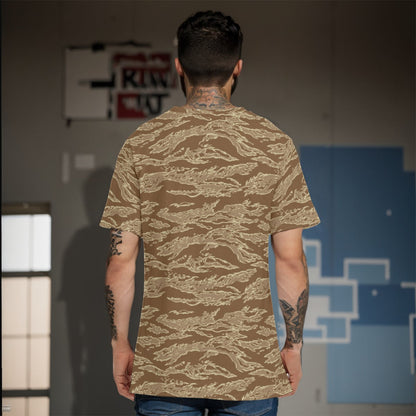 American Tiger Stripe Desert CAMO Men’s 100% Cotton T-Shirt - Mens