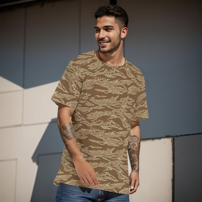 American Tiger Stripe Desert CAMO Men’s 100% Cotton T-Shirt - Mens